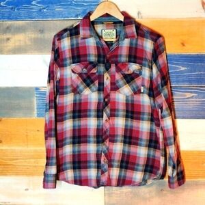 Dravus flannel shirt M red navy